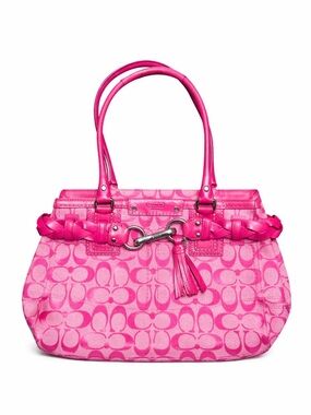 Coach Hamptons Signature Braid Carryall in Hot Pink (Style No. F15065).